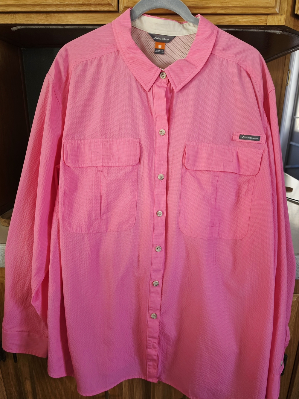 NWOT Eddie Bauer Pink Long-Sleeve Button Down Exploration Shirt 2x